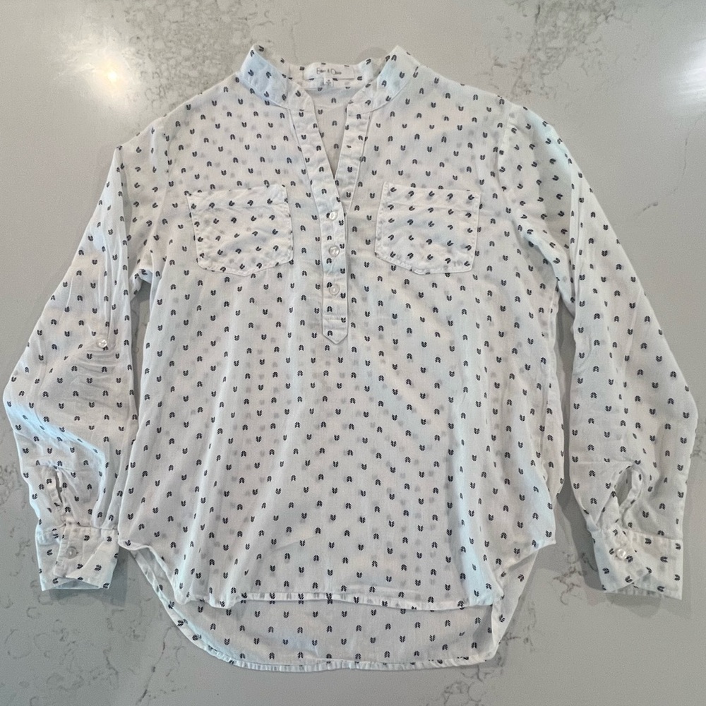 Women’s White Patterned Linen Button Down